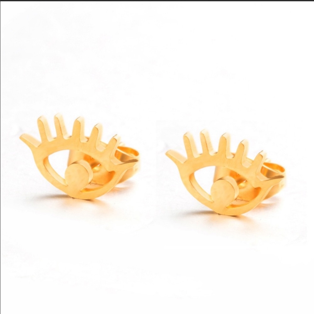 Evil Eye Stud Earrings Gold